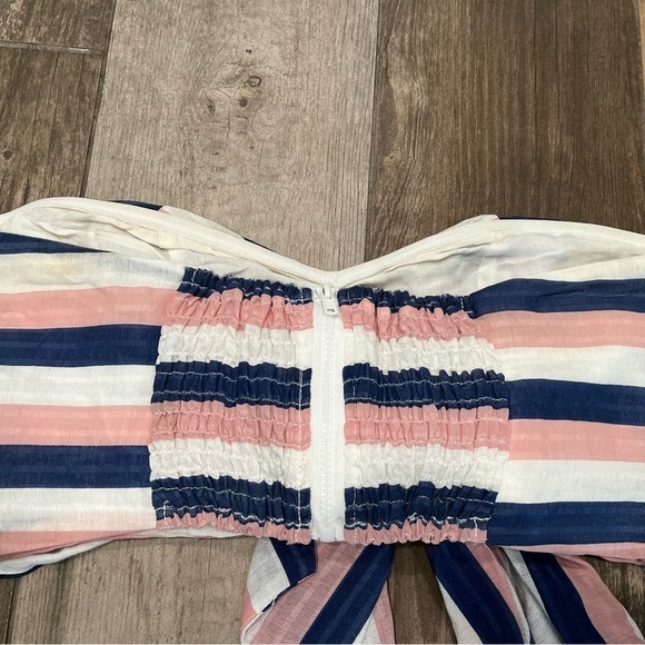 Buddy Love Womens Top Niki Striped Blue Pink White Small Strapless $59 bandeau - Picture 4 of 6